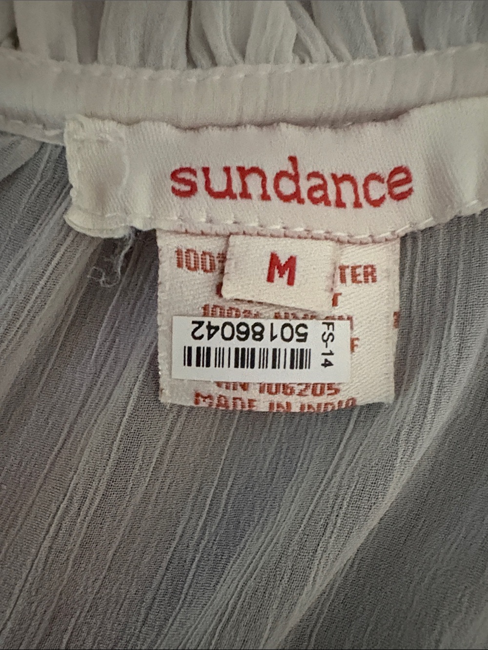Sundance Cream Lace Embroidered Sheer Button-Front Blouse Sz M - Picture 9 of 11